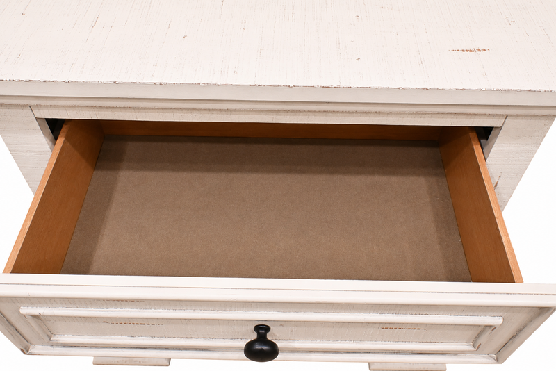 Heather Rustic White Nightstand w/ USB and USBC Ports