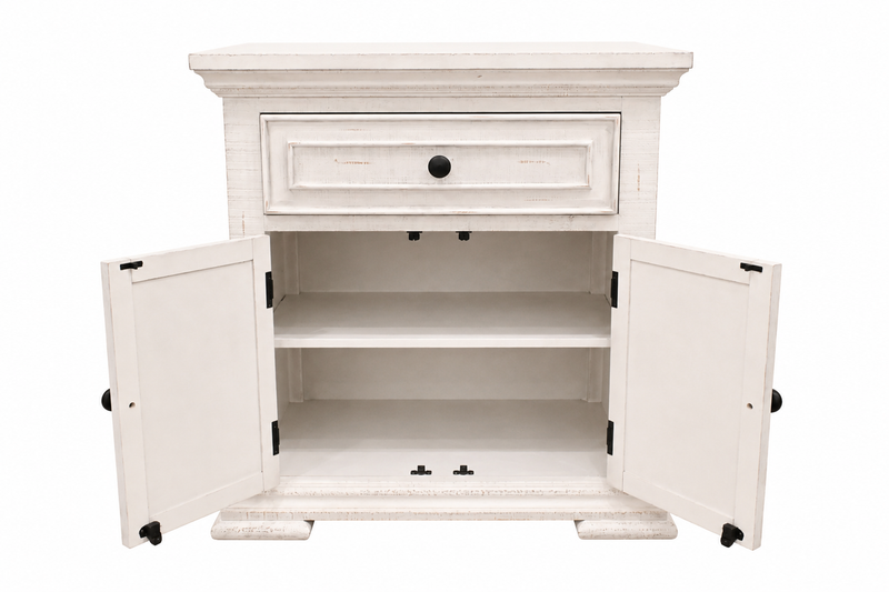 Heather Rustic White Nightstand w/ USB and USBC Ports