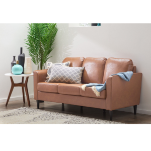 Atwood Carmel Brown Upholstered Curved Arm Sofa