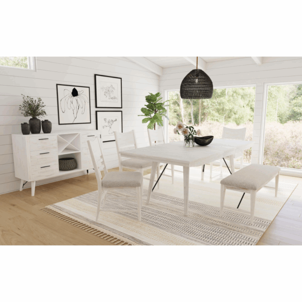 Rogen Rustic Dining Table, Bench, And Four Side Chairs