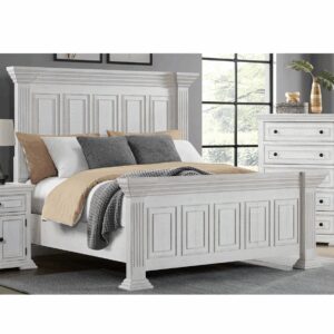 Heather Rustic White King Panel Bed