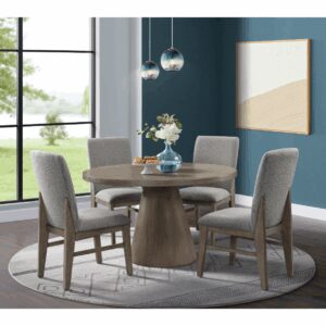 Portland Grey Round Dining Table 2pc W/ Four Side Chairs